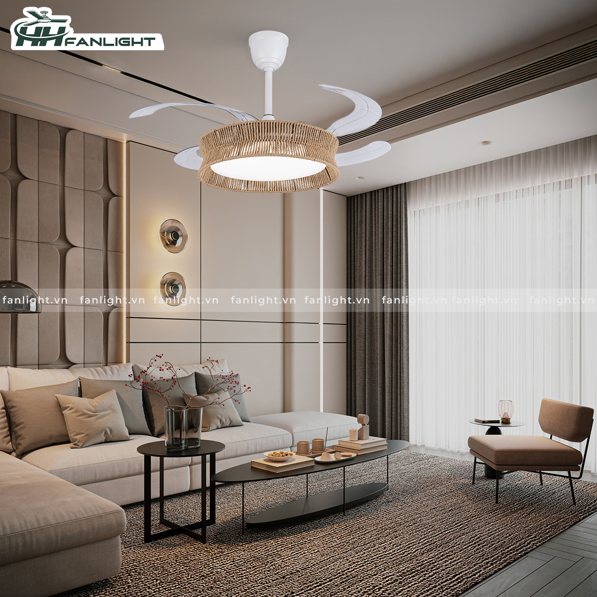 Quạt trần đèn giấu cánh FL HD-407