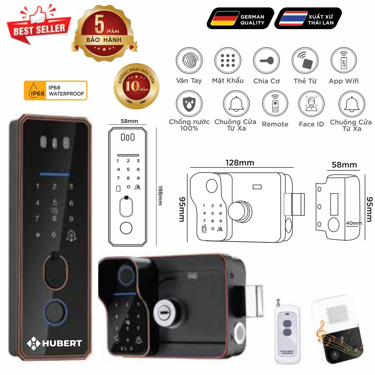 Khóa điện tử Hubert Series EU HB CNI5F TITAN EU