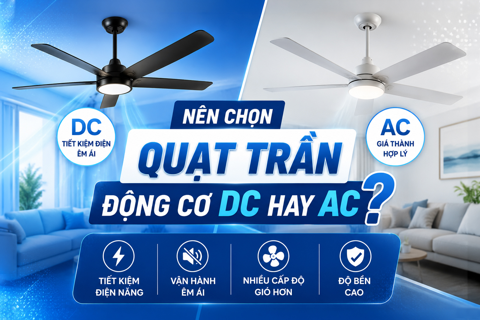 Động Cơ DC Và AC Khác Nhau Thế Nào? Nên Chọn Quạt Trần Động Cơ DC Hay AC?